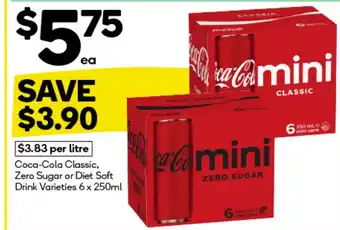 Woolworths Coca-cola classic, zero sugar or diet soft drink varieties offer