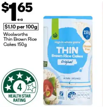 Woolworths Woolworths Thin Brown Rice Cakes offer