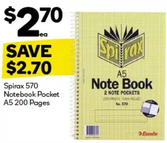 Woolworths Spirax 570 Notebook Pocket A5 offer