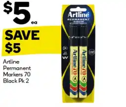 Woolworths Artline Permanent Markers 70 Black Pk 2 offer