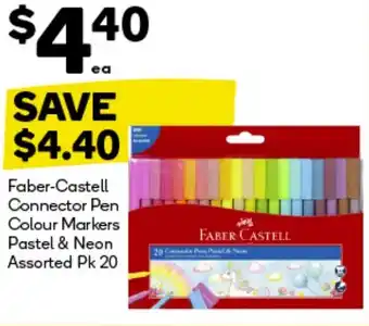 Woolworths Faber-Castell Connector Pen Colour Markers Pastel & Neon Assorted Pk 20 offer