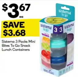 Woolworths Sistema 3 Packs Mini Bites To Go Snack Lunch Containers offer