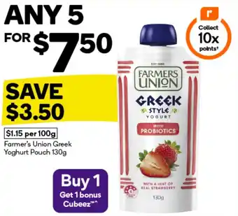 Woolworths Farmer's Union Greek Yoghurt Pouch offer