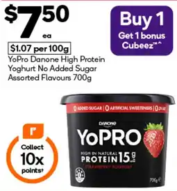 Woolworths YoPro Danone High Protein Yoghurt No Added Sugar Assorted Flavours offer