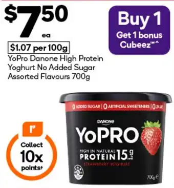 Woolworths YoPro Danone High Protein Yoghurt No Added Sugar Assorted Flavours offer