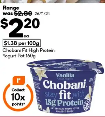 Woolworths Chobani Fit High Protein Yogurt Pot offer