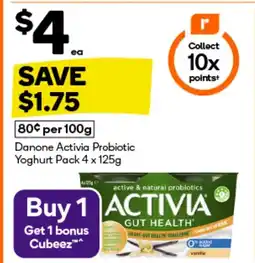 Woolworths Danone activia probiotic yoghurt pack offer