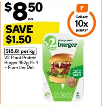 Woolworths V2 Plant Protein Burger offer