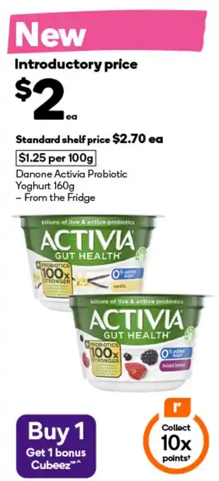 Woolworths Danone activia probiotic yoghurt offer