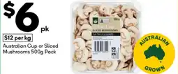 Woolworths Australian cup or sliced mushrooms offer