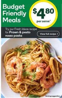 Woolworths Prawn & Pesto Rosso Pasta offer