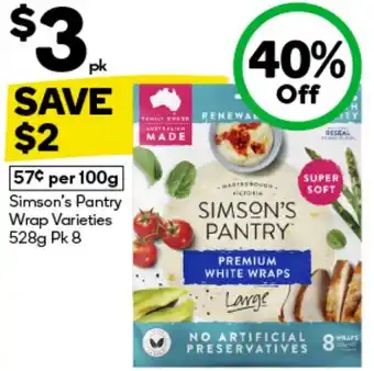 Woolworths Simson's Pantry Wrap Varieties offer