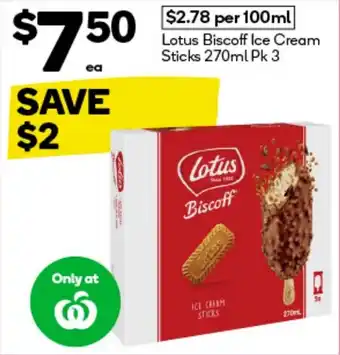 Woolworths Lotus Biscoff Ice Cream Sticks offer