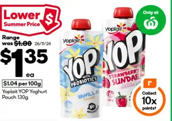 Woolworths Yoplait YOP Yoghurt Pouch offer