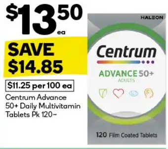 Woolworths Centrum Advance 50+ Daily Multivitamin Tablets offer