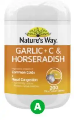 Woolworths Nature's Way Garlic + C & Horseradish Tablets offer