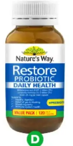 Woolworths Nature's Way Restore Probiotic Daily Health Capsules offer