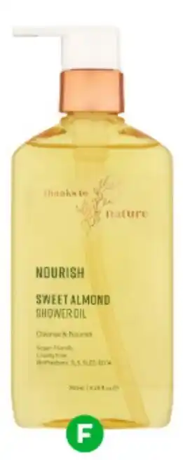 Woolworths Thanks To Nature Nourish Sweet Almond Shower Oil offer