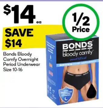 Woolworths Bonds Bloody Comfy Overnight Period Underwear Size 10-16 offer