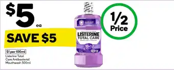 Woolworths Listerine Total Care Antibacterial Mouthwash offer