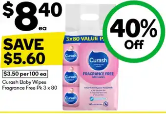 Woolworths Curash Baby Wipes Fragrance Free offer