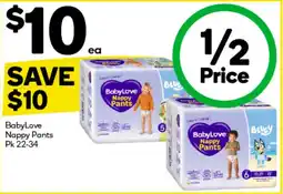 Woolworths BabyLove Nappy Pants offer