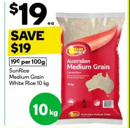 Woolworths SunRice Medium Grain White Rice offer