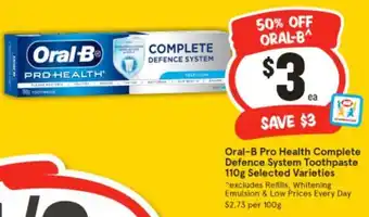 IGA Oral-B Pro Health Complete Defence System Toothpaste offer