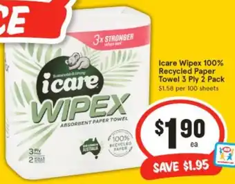 IGA Icare wipex 100%  recycled paper offer