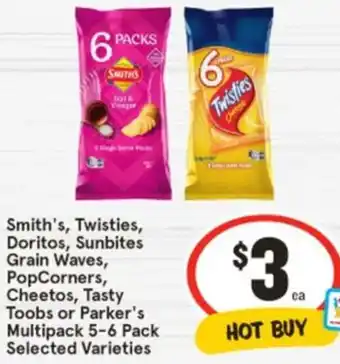 IGA Smith's, Twisties, Doritos, Sunbites Grain Waves, offer