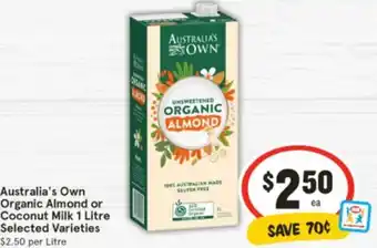 IGA Australia's Own Organic Almond or Coconut Milk offer