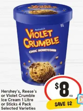 IGA Hershey's, Reese's or Violet Crumble Ice Cream offer