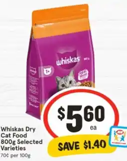 IGA Whiskas Dry Cat Food offer