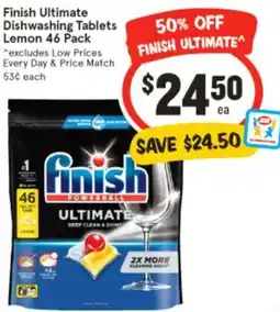 IGA Finish Ultimate Dishwashing Tablets Lemon offer