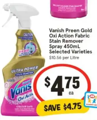 IGA Vanish Preen Gold Oxi Action Fabric Stain Remover Spray offer