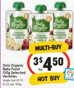 IGA Only Organic Baby Food offer