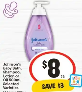 IGA Johnson's Baby Bath, Shampoo, Lotion or Oil offer