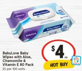 IGA BabyLove Baby Wipes with Aloe Chamomile Vitamin E offer