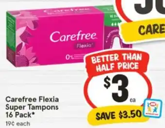 IGA Carefree Flexia Super Tampons offer