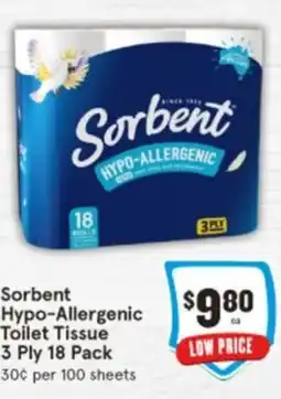 IGA Sorbent Hypo-Allergenic Toilet Tissue offer