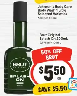 IGA Brut Original Splash On offer