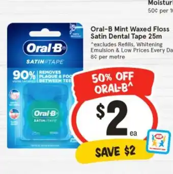 IGA Oral-B Mint Waxed Floss Satin Dental Tape offer