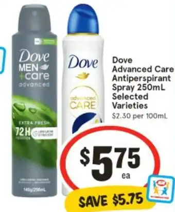 IGA Dove Advanced Care Antiperspirant Spray offer