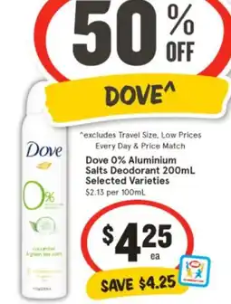 IGA Dove 0% Aluminium Salts Deodorant offer