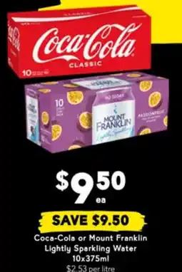 Drakes Coca-Cola or Mount Franklin Lightly Sparkling Water offer