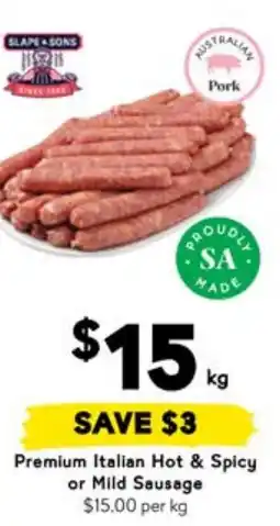 Drakes Premium Italian Hot & Spicy or Mild Sausage offer