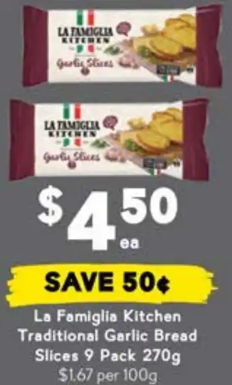 Drakes La Famiglia Kitchen Traditional Garlic Bread Slices offer