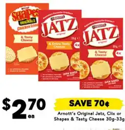 Drakes Arnott's Original Jatz, Clix or Shapes & Tasty Cheese offer