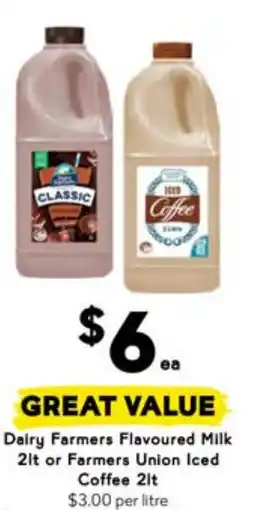 Drakes Dairy Farmers Flavoured Milk 2lt or Farmers Union Iced Coffee offer