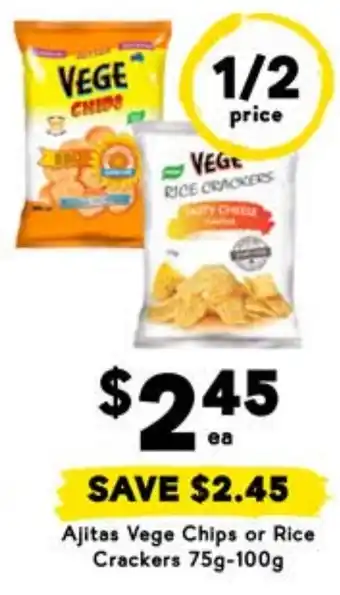 Drakes Ajitas Vege Chips or Rice Crackers offer